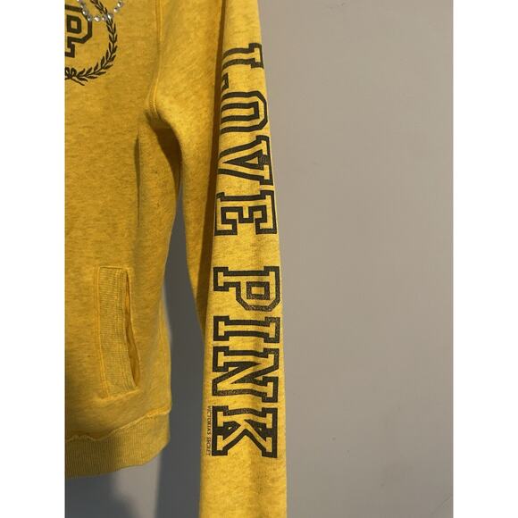 VICTORIA'S SECRET PINK‎ GEORGIA TECH YELLOW JACKETS HOOD ZIP JACKET SMALL SEQUIN - Picture 4 of 8